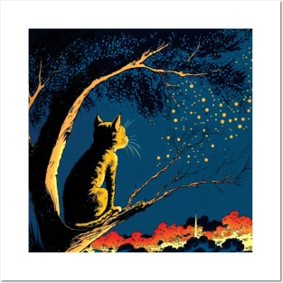 Tabby Cat Looking at an Autumnal View Posters and Art